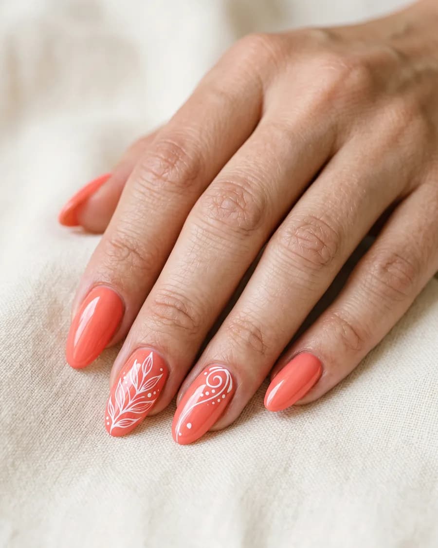 Corail — Un corail lumineux avec un décor fin. La couleur des jours qui vont bien.